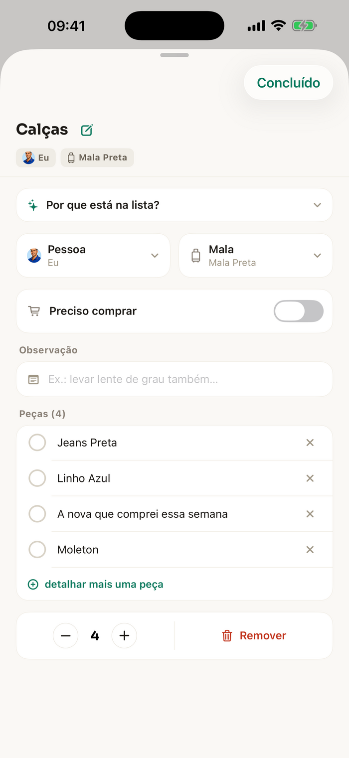 Detalhe de um item