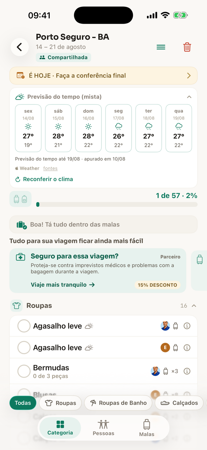 Clima do destino